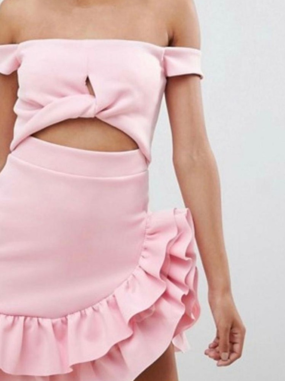 Pink Off-Shoulder Ruffle Dress